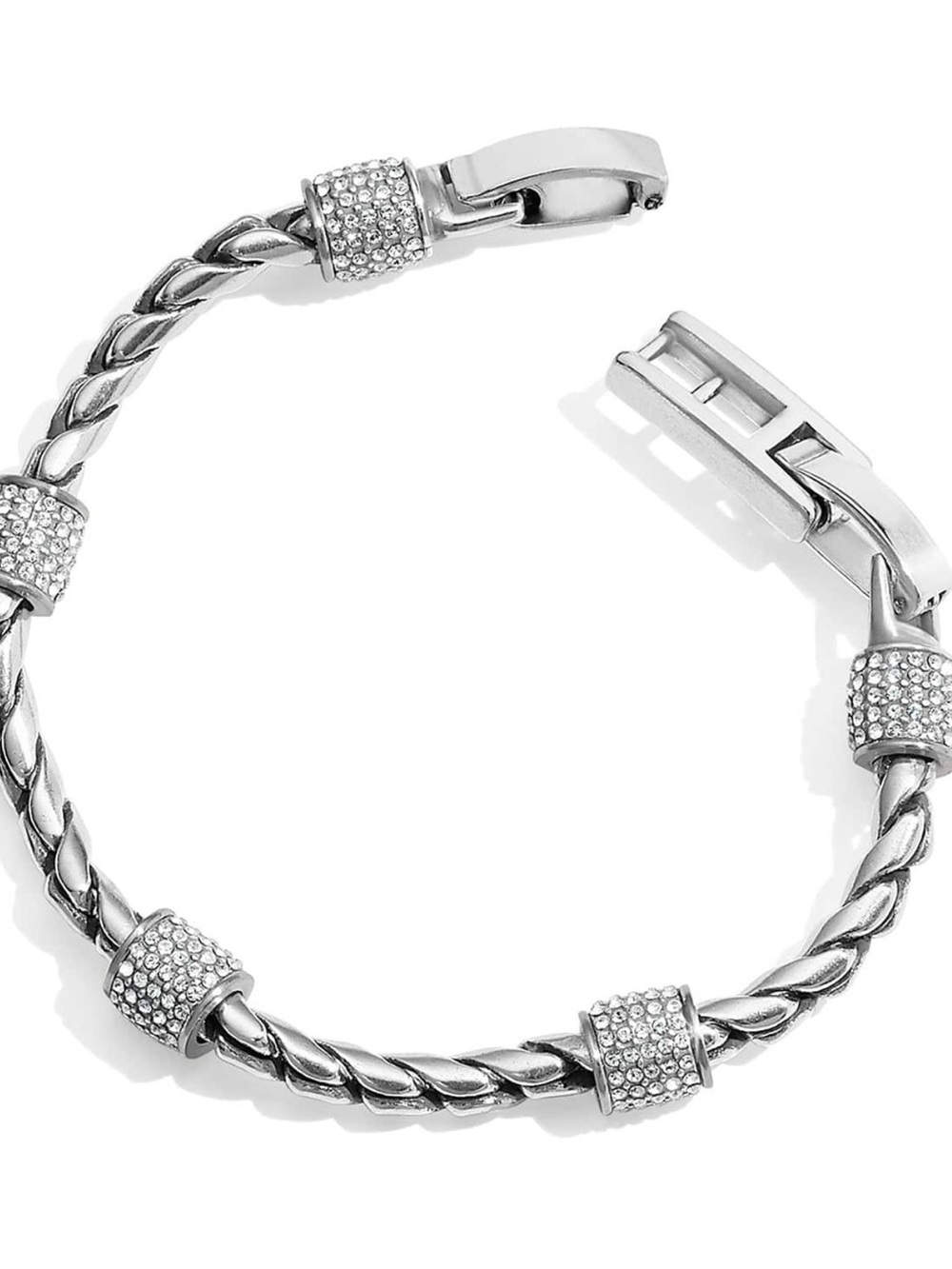 Brighton Meridian Crystal Pavé Twisted Rope Bracelet Silver Plated (No. J39482)